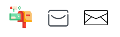 colored mail icon, stylized mail icon, simple mail icon