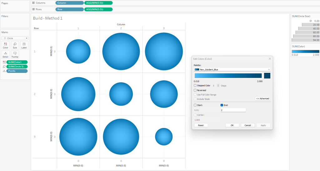Screenshot of Method 1 worksheet